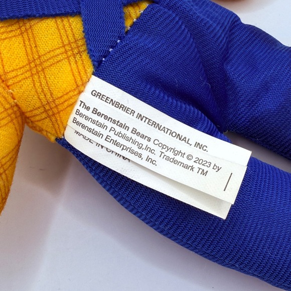 Berenstain Bears Papa Bear Plush 2023 Greenbrier Yellow Plaid Shirt Overalls - Picture 3 of 5